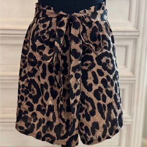 SHEIN LUNE Leopard Printed Paper Bag Waist Belted Women's Shorts XXL